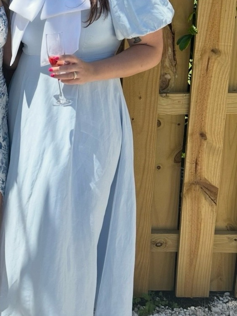 ANTONIO MELANI Light Blue Puff-Sleeve Midi Dress